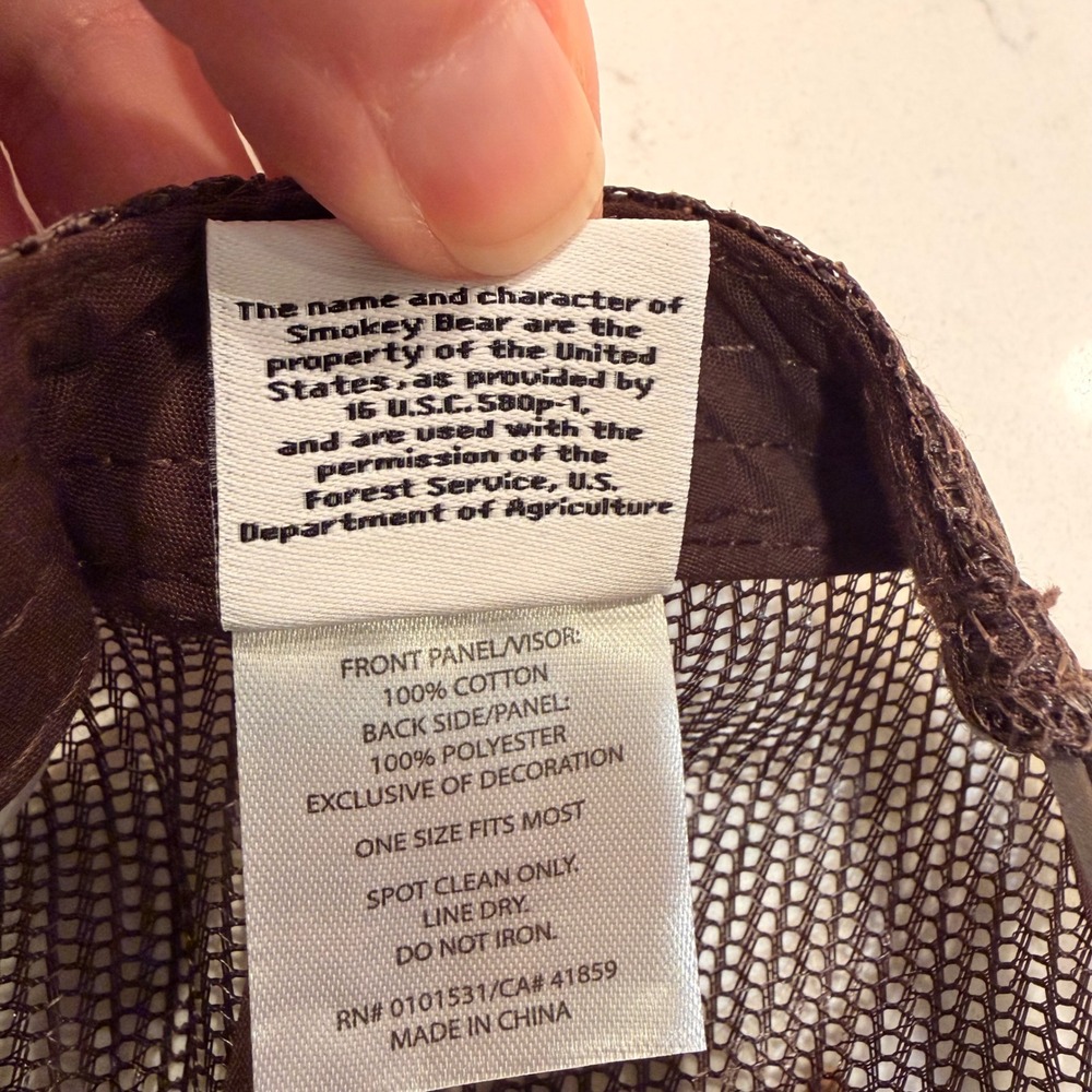 Smokey Bear NEW Trucker Hat Mesh Rope Snapback "Only You Can Prevent‎ Wildfires" - Picture 11 of 12